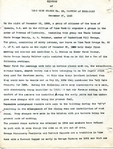 History of the Limerock Grange #22-1960 p1