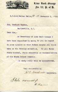 Letter from Sec of Grange-1-1-1918 re-Trolley